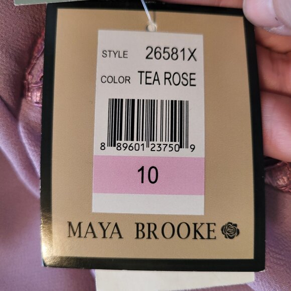 NWT Maya Brooke Tea Rose Sequined Lightweight 2 Piece Tank Dress & Jacket Sz 10 - Picture 15 of 15